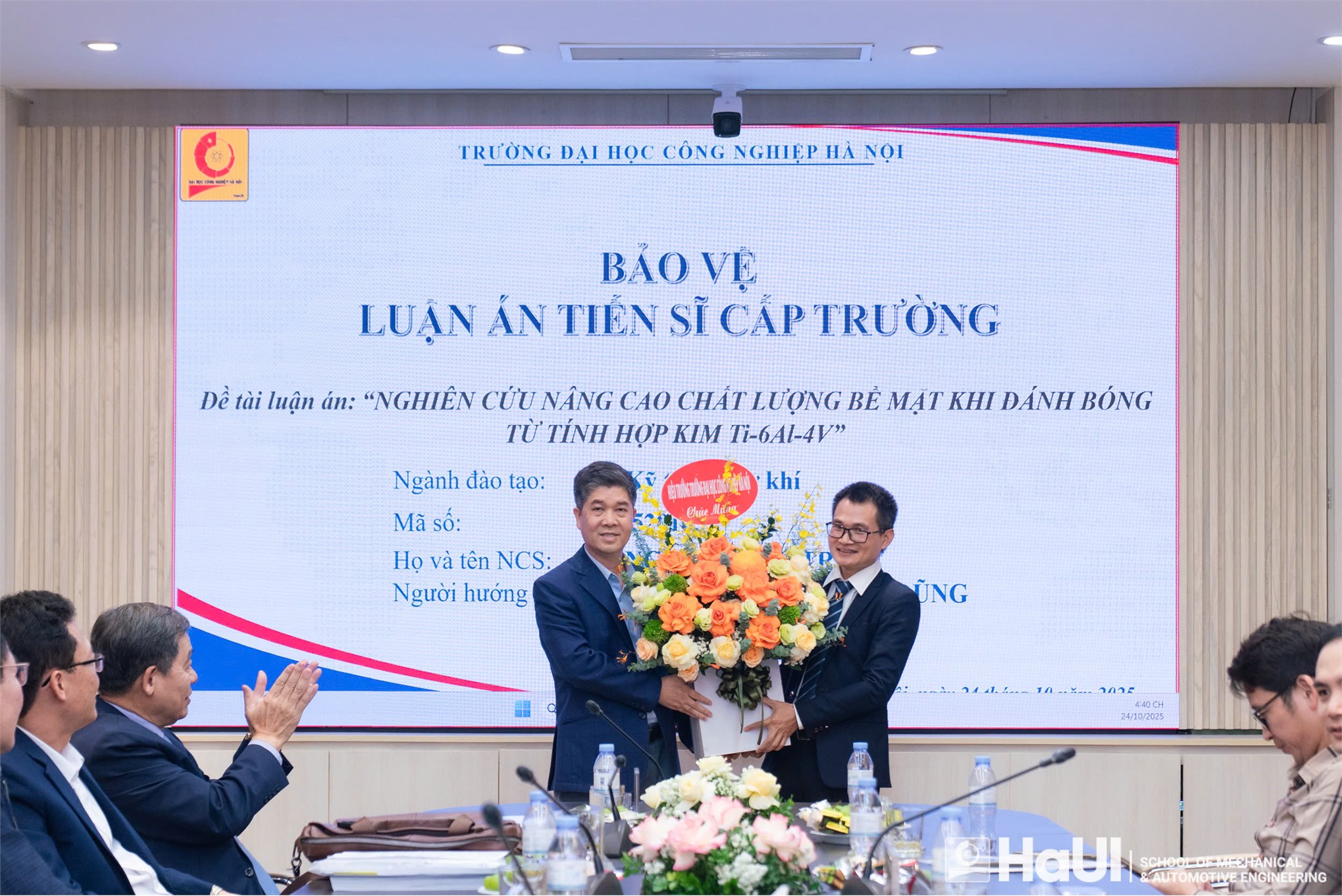 Trường Đại học Công nghiệp Hà Nội tổ chức bảo vệ luận án tiến sĩ cấp trường cho NCS Nguyễn Duy Trinh, chuyên ngành Kỹ thuật cơ khí