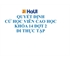 Quyết định cử học viên cao học khóa 14 đợt 2 đi thực tập